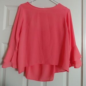 Coral chiffon blouse